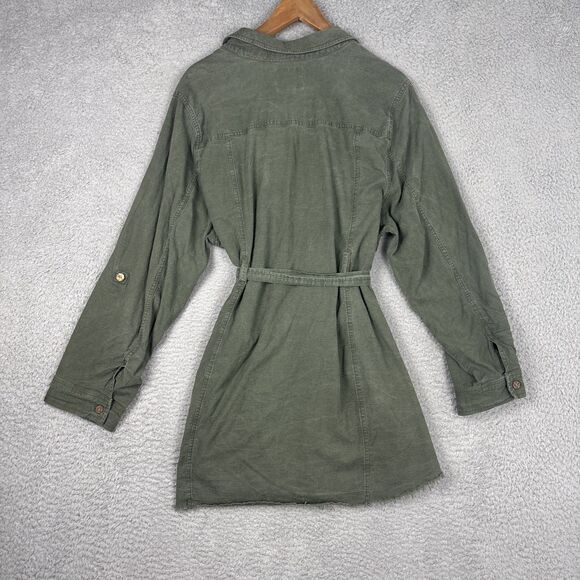 Torrid Army Green Linen Blend Shirt Jacket With Belt Plus Size 2 | 18/20 | 2X - Picture 2 of 8